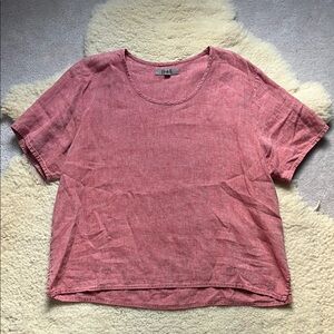 FLAX 100% linen mini scoop neck cinnamon top VGUC size large